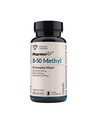 WITAMINA B-50 METHYL B-COMPLEX MAX+ BEZGLUTENOWA 60 KAPSUŁEK - PHARMOVIT (CLASSIC)