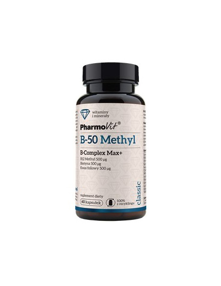 WITAMINA B-50 METHYL B-COMPLEX MAX+ BEZGLUTENOWA 60 KAPSUŁEK - PHARMOVIT (CLASSIC)