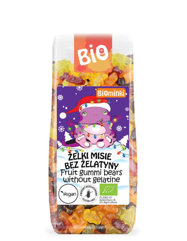 ŻELKI MISIE BEZ ŻELATYNY BEZGLUTENOWE BIO 150 g - BIOMINKI (EDYCJA ŚWIĄTECZNA) (PRODUKT SEZONOWY)