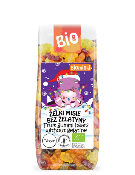 ŻELKI MISIE BEZ ŻELATYNY BEZGLUTENOWE BIO 150 g - BIOMINKI (EDYCJA ŚWIĄTECZNA) (PRODUKT SEZONOWY)