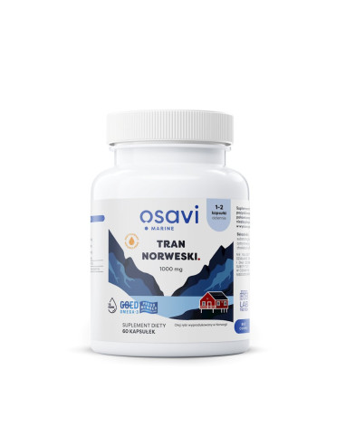 TRAN NORWESKI (1000 mg) O SMAKU CYTRYNOWYM BEZGLUTENOWY 60 KAPSUŁEK - OSAVI
