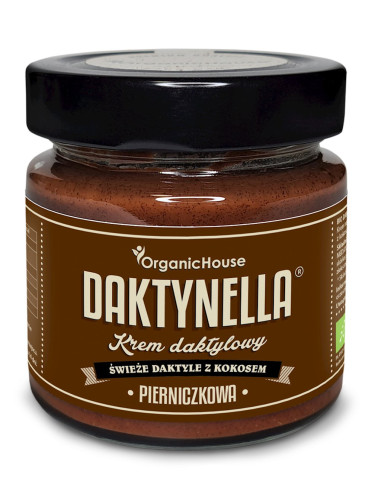 KREM KOKOS - DAKTYLE MEDJOOL - PIERNICZKOWY BEZGLUTENOWY BIO 190 g - ORGANICHOUSE (DAKTYNELLA) (PRODUKT SEZONOWY)