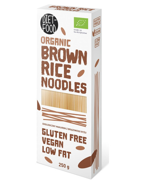 MAKARON (RYŻOWY RAZOWY) NOODLE BEZGLUTENOWY BIO 250 g - DIET-FOOD