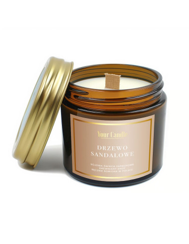 ŚWIECA SOJOWA ZAPACHOWA Z DREWNIANYM KNOTEM DRZEWO SANDAŁOWE 120 ml - YOUR CANDLE