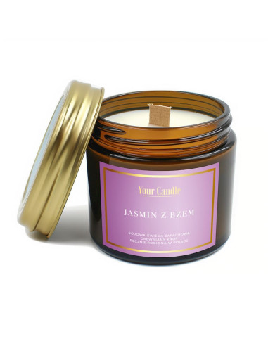 ŚWIECA SOJOWA ZAPACHOWA Z DREWNIANYM KNOTEM JAŚMIN Z BZEM 120 ml - YOUR CANDLE