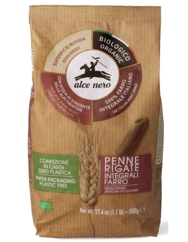 MAKARON (Z PŁASKURKI RAZOWY) PENNE BIO 500 g - ALCE NERO
