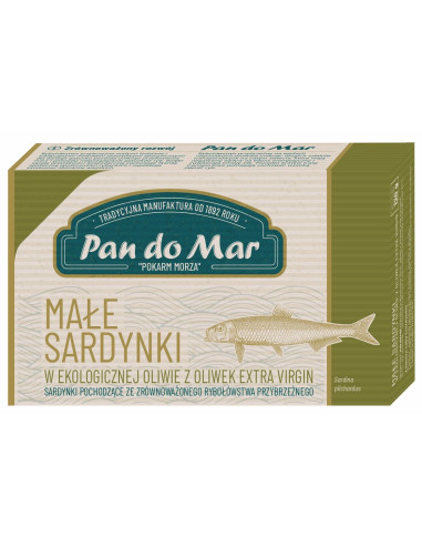 SARDYNKI EUROPEJSKIE W BIO OLIWIE Z OLIWEK EXTRA VIRGIN 120 g - PAN DO MAR