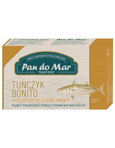 TUŃCZYK BONITO W BIO OLEJU SŁONECZNIKOWYM 120 g - PAN DO MAR