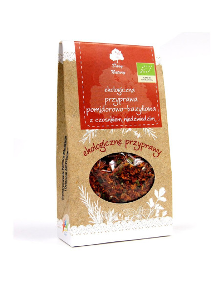 PRZYPRAWA POMIDOROWO - BAZYLIOWA Z CZOSNKIEM NIEDŹWIEDZIM BIO 40 g - DARY NATURY