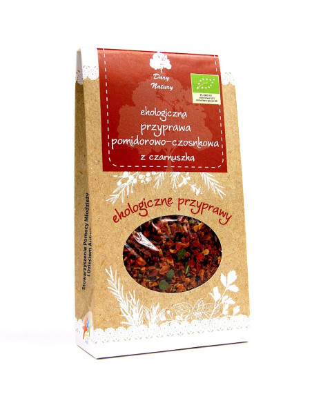 PRZYPRAWA POMIDOROWO - CZOSNKOWA Z CZARNUSZKĄ BIO 40 g - DARY NATURY