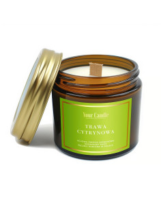 ŚWIECA SOJOWA ZAPACHOWA Z DREWNIANYM KNOTEM TRAWA CYTRYNOWA 120 ml - YOUR CANDLE