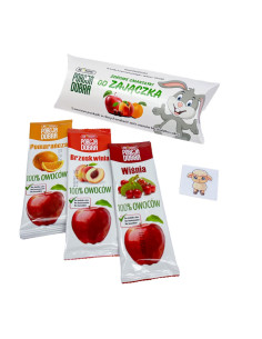 SMAKOŁYKI OD ZAJĄCZKA (3 OWOCOWE PRZEKĄSKI + TATUAŻ) 48 g - PORCJA DOBRA (PRODUKT SEZONOWY)