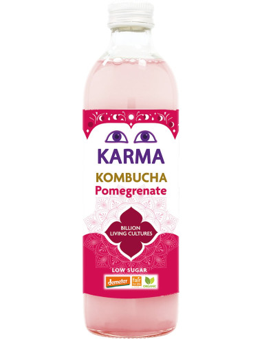 KOMBUCHA Z GRANATEM NISKA ZAWARTOŚĆ CUKRÓW FAIR FOR LIFE DEMETER BIO 500 ml - KARMA KOMBUCHA