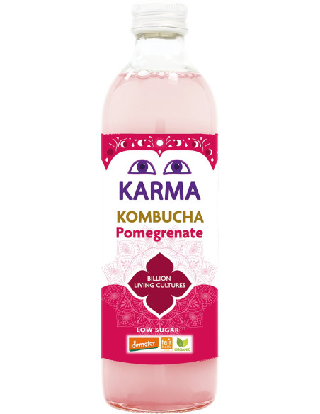 KOMBUCHA Z GRANATEM NISKA ZAWARTOŚĆ CUKRÓW FAIR FOR LIFE DEMETER BIO 500 ml - KARMA KOMBUCHA