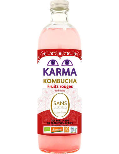KOMBUCHA Z OWOCAMI CZERWONYMI BEZ CUKRU FAIR FOR LIFE DEMETER BIO 750 ml - KARMA KOMBUCHA