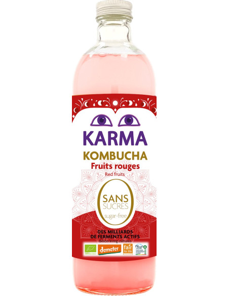 KOMBUCHA Z OWOCAMI CZERWONYMI BEZ CUKRU FAIR FOR LIFE DEMETER BIO 750 ml - KARMA KOMBUCHA