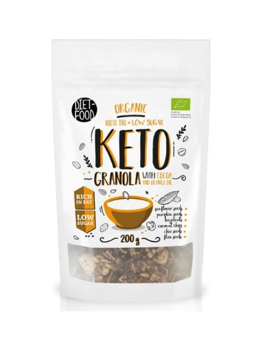GRANOLA KAKAOWA BEZ DODATKU CUKRÓW KETO BIO 200 g - DIET-FOOD