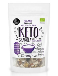 GRANOLA CZARNA PORZECZKA BEZ DODATKU CUKRÓW KETO BIO 200 g - DIET-FOOD