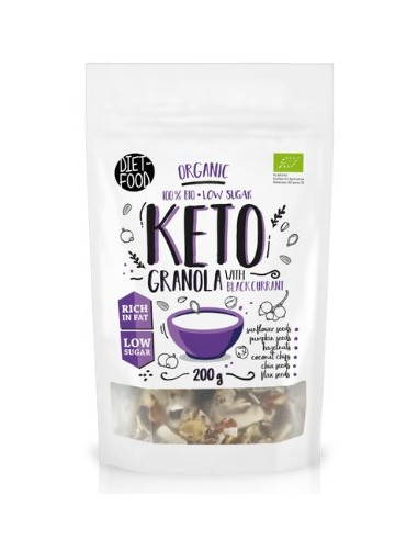 GRANOLA CZARNA PORZECZKA BEZ DODATKU CUKRÓW KETO BIO 200 g - DIET-FOOD