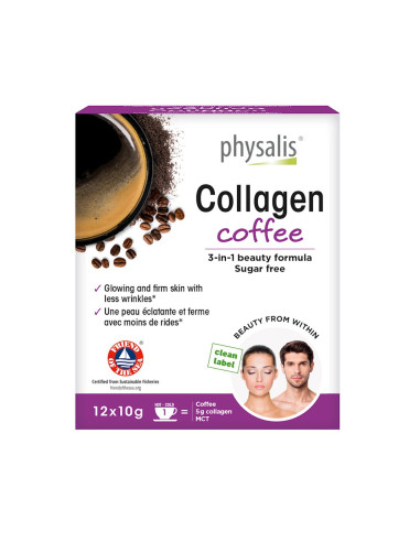COLLAGEN COFFEE - KAWA KOLAGENOWA BEZ CUKRU BEZGLUTENOWA KETO 12 SASZETEK - PHYSALIS