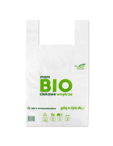 REKLAMÓWKA KOMPOSTOWALNA Z LOGO BIO PLANET (60 cm x 35 cm x 8,5 cm)