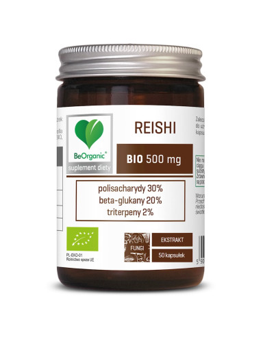 GRZYBY REISHI EKSTRAKT BIO (500 mg) 50 KAPSUŁEK - BE ORGANIC
