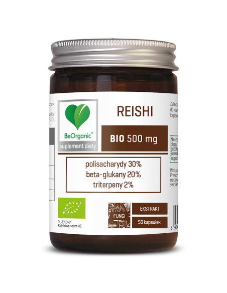 GRZYBY REISHI EKSTRAKT BIO (500 mg) 50 KAPSUŁEK - BE ORGANIC