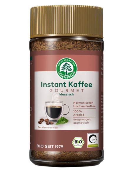 KAWA ROZPUSZCZALNA LIOFILIZOWANA ARABICA GOURMET 100 % BIO 100 g - LEBENSBAUM