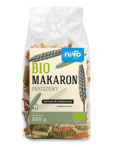 MAKARON (ORKISZOWY TRÓJKOLOROWY) ŚLIMACZKI BIO 250 g - NIRO