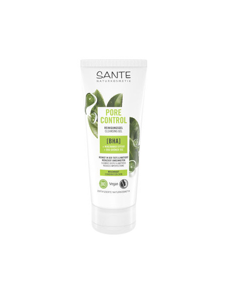 ŻEL OCZYSZCZAJĄCY DO MYCIA TWARZY KONTROLA PORÓW Z KWASEM BHA I ZIELONĄ HERBATĄ ECO 100 ml - SANTE