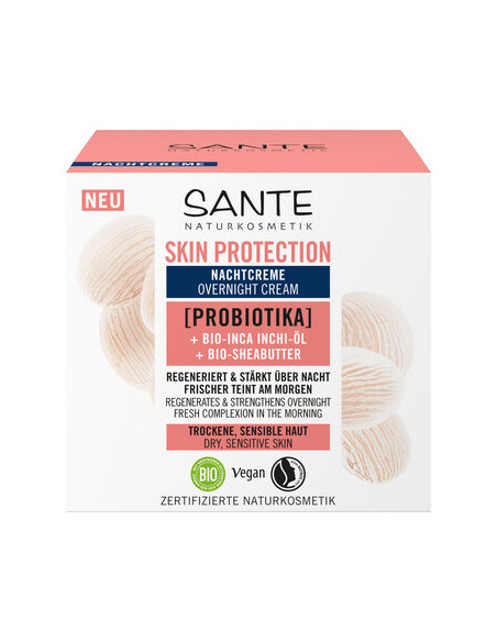 KREM DO TWARZY NA NOC OCHRONNY Z PROBIOTYKAMI, OLEJEM INCHI I MASŁEM SHEA ECO 50 ml - SANTE