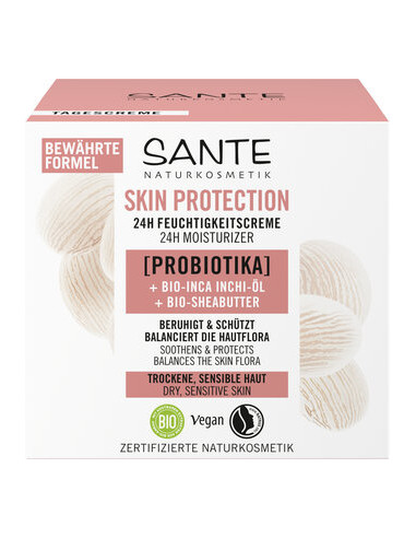 KREM DO TWARZY NA DZIEŃ I NA NOC NAWILŻAJĄCY Z PROBIOTYKAMI, OLEJEM INCHI I MASŁEM SHEA ECO 50 ml - SANTE
