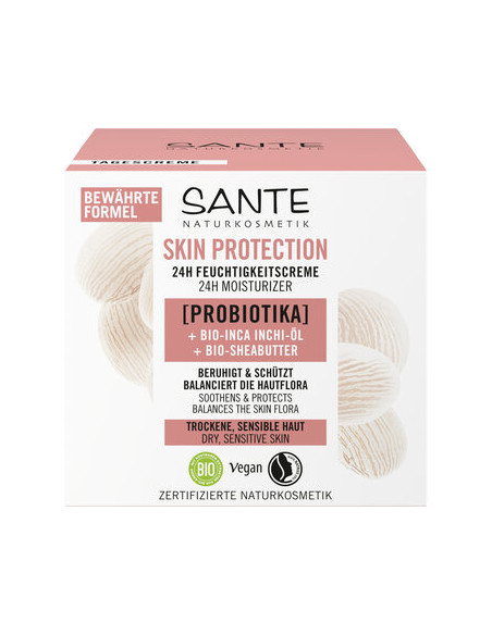 KREM DO TWARZY NA DZIEŃ I NA NOC NAWILŻAJĄCY Z PROBIOTYKAMI, OLEJEM INCHI I MASŁEM SHEA ECO 50 ml - SANTE