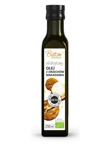 OLEJ Z ORZECHÓW MACADAMIA TŁOCZONY NA ZIMNO KETO BIO 250 ml - BATOM