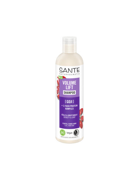 SZAMPON ZWIĘKSZAJĄCY OBJĘTOŚĆ DO WŁOSÓW CIENKICH GOJI I POTRÓJNY KOMPLEKS PROTEINOWY ECO 250 ml - SANTE