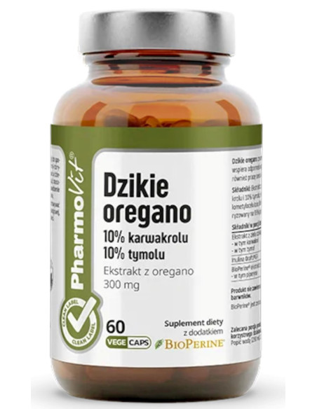 DZIKIE OREGANO EKSTRAKT (300 mg) BEZGLUTENOWY 60 KAPSUŁEK - PHARMOVIT (CLEAN LABEL)