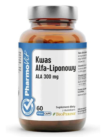 KWAS ALFA-LIPONOWY ALA (300 mg) BEZGLUTENOWY 60 KAPSUŁEK - PHARMOVIT (CLEAN LABEL)