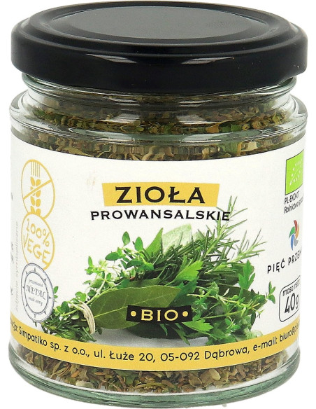 ZIOŁA PROWANSALSKIE BEZGLUTENOWE BIO 40 g - PIĘĆ PRZEMIAN