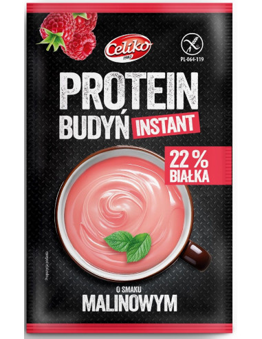 BUDYŃ PROTEINOWY INSTANT O SMAKU MALINOWYM BEZGLUTENOWY 40 g - CELIKO