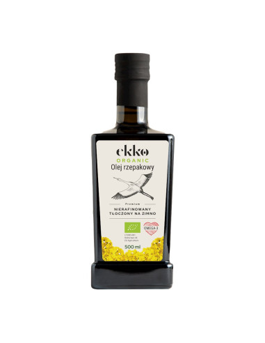 OLEJ RZEPAKOWY TŁOCZONY NA ZIMNO OMEGA-3 BIO 500 ml - EKKO (PREMIUM)