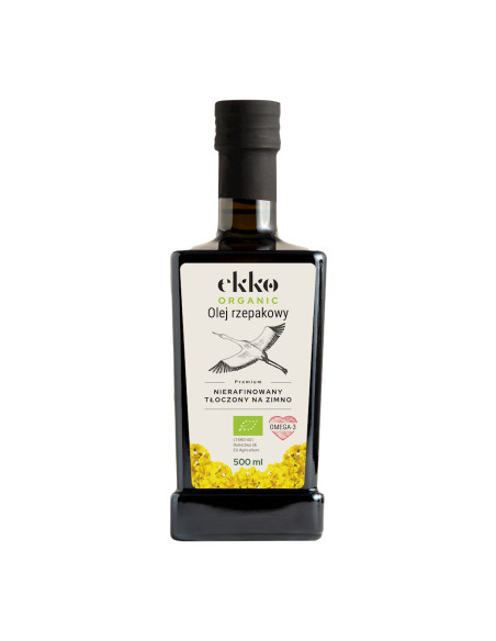 OLEJ RZEPAKOWY TŁOCZONY NA ZIMNO OMEGA-3 BIO 500 ml - EKKO (PREMIUM)