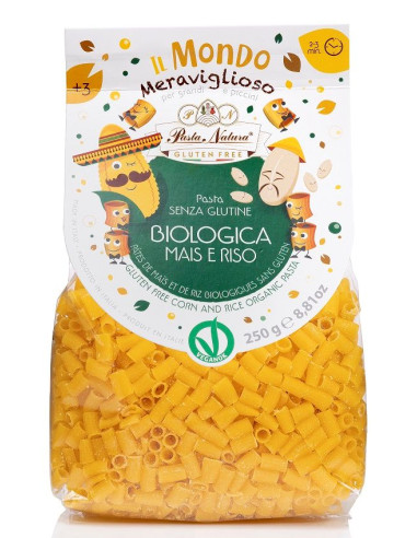 MAKARON (KUKURYDZIANO - RYŻOWY) DLA DZIECI RURKA MINI BEZGLUTENOWY BIO 250 g - PASTA NATURA