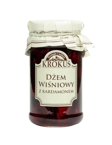 DŻEM WIŚNIOWY Z KARDAMONEM O OBNIŻONEJ ZAWARTOŚCI CUKRU BEZGLUTENOWY 235 g - KROKUS