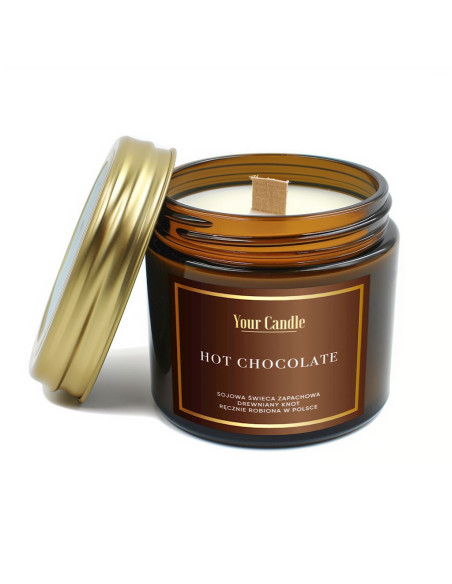 ŚWIECA SOJOWA ZAPACHOWA Z DREWNIANYM KNOTEM HOT CHOCOLATE 120 ml - YOUR CANDLE