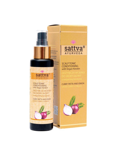 WCIERKA DO SKÓRY GŁOWY ODŻYWCZA LIŚCIE CURRY & CEBULA 100 ml - SATTVA (AYURVEDA)