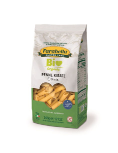 MAKARON (KUKURYDZIANO - RYŻOWY) PENNE RIGATE BEZGLUTENOWY BIO 340 g - FARABELLA