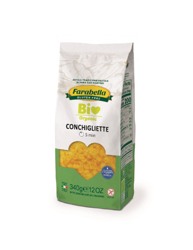 MAKARON (KUKURYDZIANO - RYŻOWY) MUSZELKI BEZGLUTENOWY BIO 340 g - FARABELLA