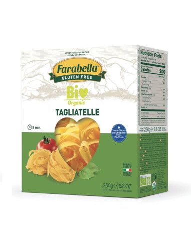 MAKARON (KUKURYDZIANO - RYŻOWY) TAGLIATELLE BEZGLUTENOWY BIO 250 g - FARABELLA