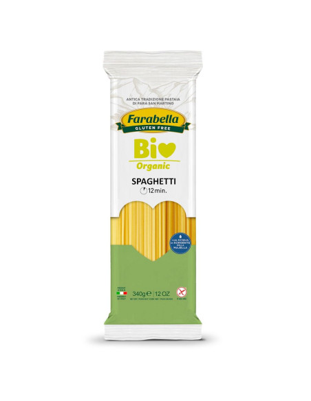 MAKARON (KUKURYDZIANO - RYŻOWY) SPAGHETTI BEZGLUTENOWY BIO 340 g - FARABELLA
