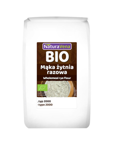 MĄKA ŻYTNIA RAZOWA TYP 2000 BIO 1 kg - NATURAVENA
